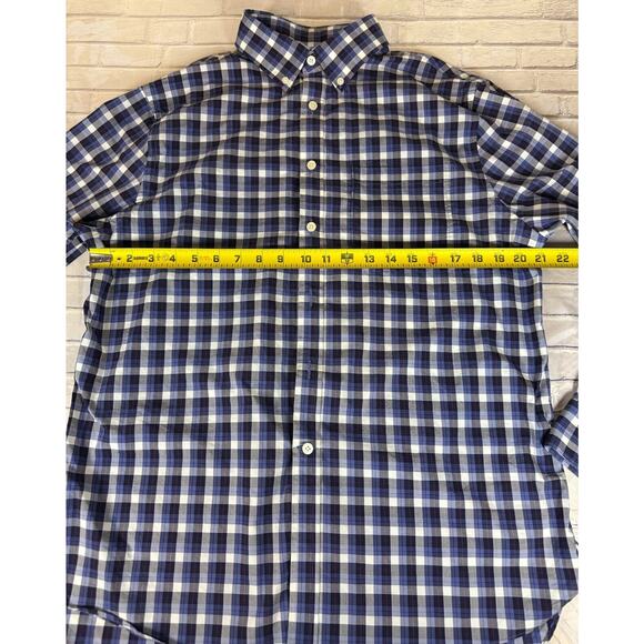 Jos. A. Bank Stretch Tailored Fit Button Down Shirt Men's LARGE Plaid Blue - Picture 4 of 6